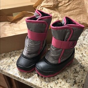 Pink and Gray Winter Boots
